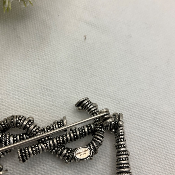 COPY - SAINT LAURENT Metallic  Monogram Brooch - Picture 5 of 6